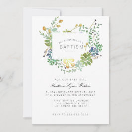 Convite Jardim Suculento | Floral Watercolor Baptism