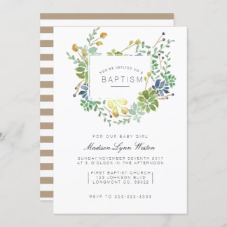 Convite Jardim Suculento | Floral Watercolor Baptism