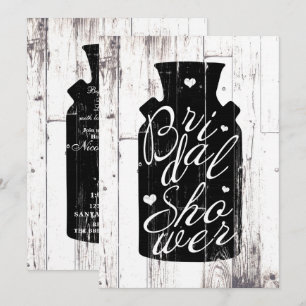 Convite Jarra de Leite de Madeira Branca de Fazenda Chá de