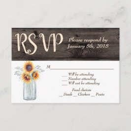 Convite Jarra de Pedra com Girassol Rústico para RSVP Coun