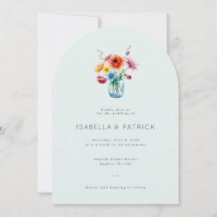 Convite Jarra Floral Serena em Aquarela Pastel
