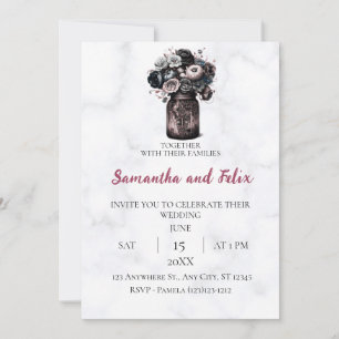 Convite Jarra Floral Vintage Casamento em Mármore
