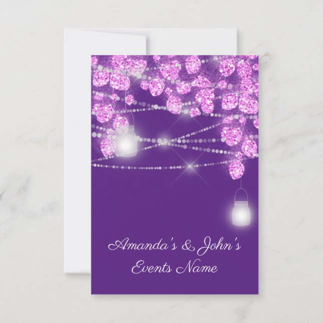 Convite Jarras de Luz de Casamento Brilho Roxo Violeta Ros (Verso)