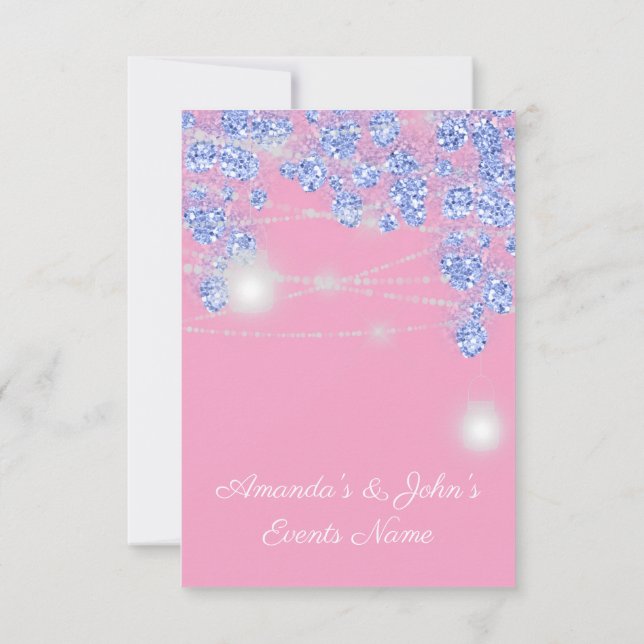 Convite Jarras de Luz de Casamento Rústico Brilho Azul Faí (Verso)