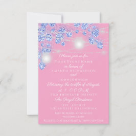 Convite Jarras de Luz para Casamento Rústico Brilho Azul F