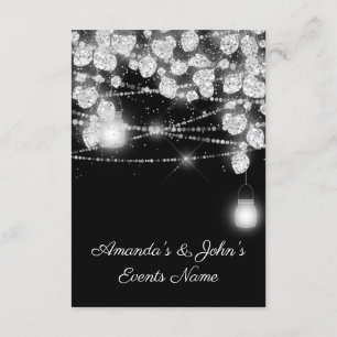 Convite Jarras de Luzes de Casamento Brilho Cinza Preto Br