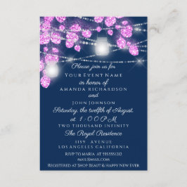 Convite Jarras de Luzes de Casamento Brilho Rosa Azul Mari