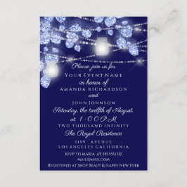 Convite Jarras de Luzes de Casamento Rusticas Brilho Azul 