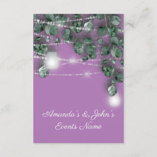 Convite Jarras de Luzes de Casamento Rústicas Verde Roxo H