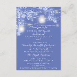 Convite Jarras de Luzes de Casamento Rústico Brilho Azul F
