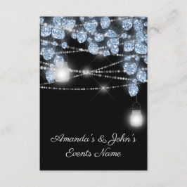 Convite Jarras de Luzes de Casamento Rústico Brilho Azul P