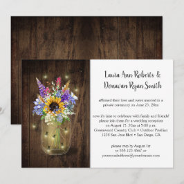Convite Jarras de Mason com Vagalumes e Flores Silvestres