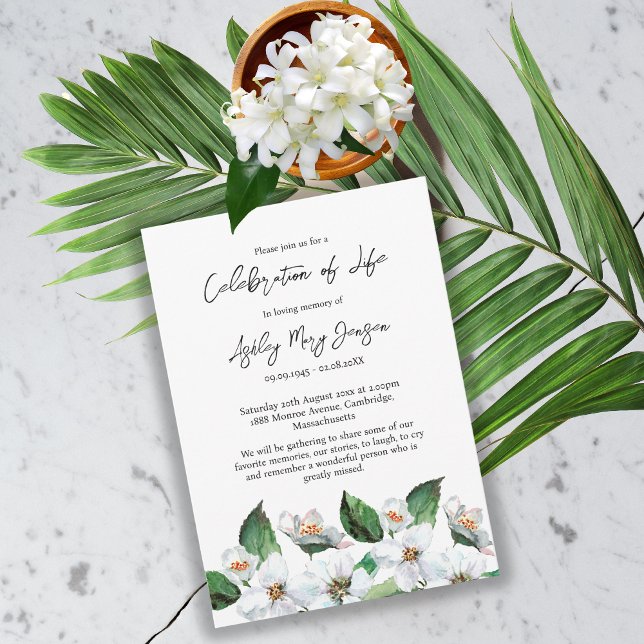 Convite Jasmine Celebration of Life Funeral (Criador carregado)