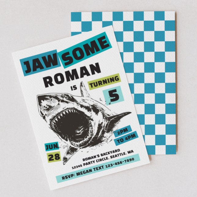 Convite Jaw-Some Shark Birthday Invitation (Criador carregado)