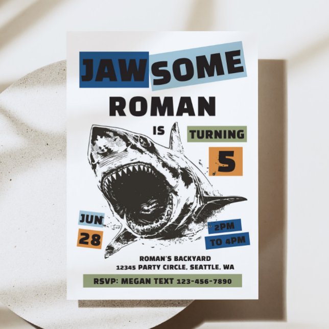 Convite Jaw-Some Shark Birthday Invitation (Criador carregado)