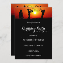 Jazz Banda Silhouette Orange Sunset Aniversário