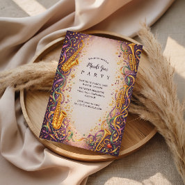 Convite Jazz Music Mardi Gras Masquerade