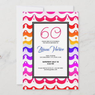 Convite Jazzy Tropical Psychedelic Wavy Stripes