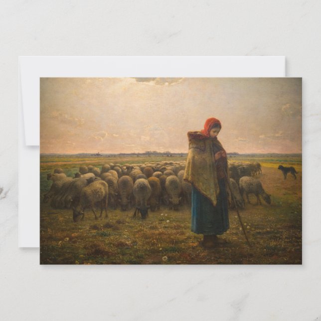 Convite Jean-Francois Millet - Shepherdess e Flock 1863 (Frente)