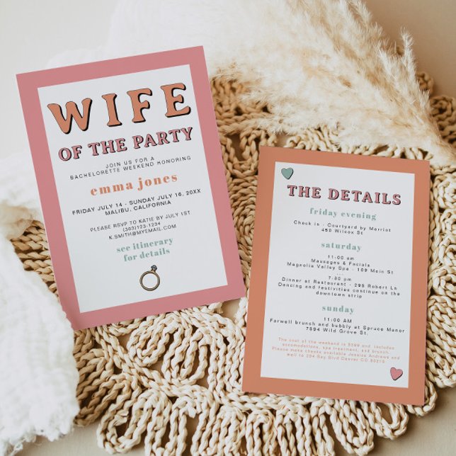 Convite JEAN Retro Wife do Bachelorette do Partido (Criador carregado)