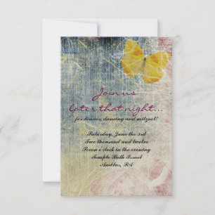 Convite JEANS ROSAS & BUTTERFLIES Bat Mitzvah Party Card