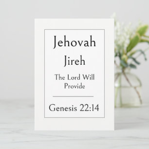 Convite Jehovah Jireh, Nome de Deus, Escritura Encorajador