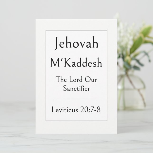 Convite Jehovah M'Kaddesh, Nome de Deus, Encorajador  (Em pé/Frente)