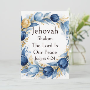 Convite Jehovah Shalom, Coroa de Tulipas Azul Dourado Capr