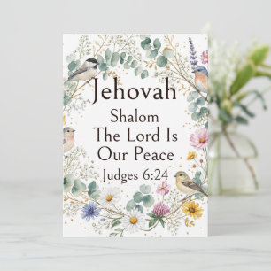 Convite Jehovah Shalom, Flores Silvestres Pássaros Arte de