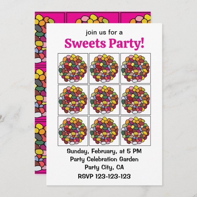 Convite Jelly Bean Colorful Jelly Bean (Frente/Verso)