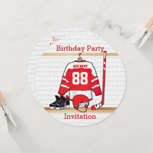 Convite Jersey Personalizada de Hóquei em Gelo Vermelho e