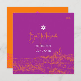 Convite Jerusalém - Cores DIY, Magenta - Laranja - Bat Mit