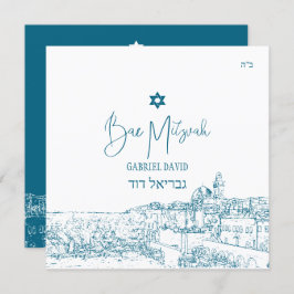 Convite Jerusalem Muro - Cores MALUCAS, Bar Teal Mitzvah