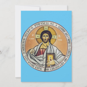 Convite Jesus Cristo Pantocrator Arte de Ícone Bizantino