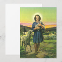 Jesus Cristo Pastor Vintage com Cordeiro Bebê
