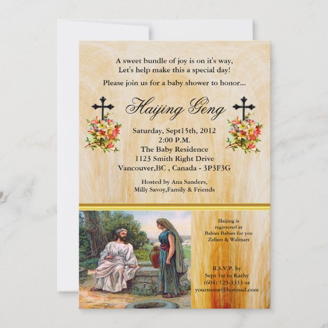 Convite Jesus no Chá de fraldas cristão (Frente)