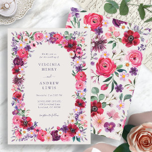 Convite Jewel Tone Floral Wedding