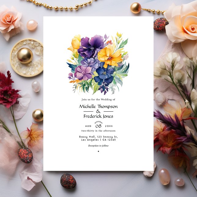 Convite Jewel Toned Floral Wedding (Criador carregado)