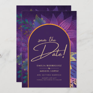 Convite Jewel Tones Plum Purple Berry Casamento Dourado