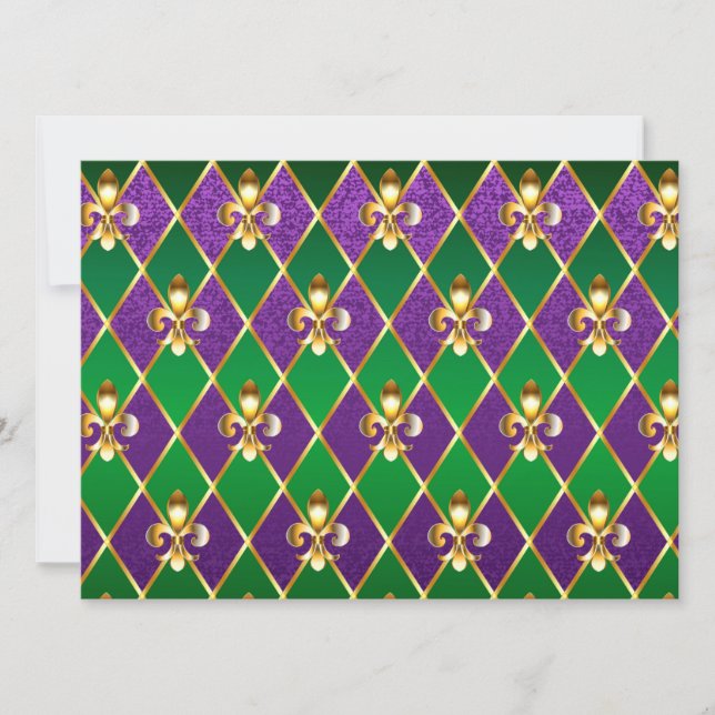 Convite Jewelry Background Mardi Gras (Frente)