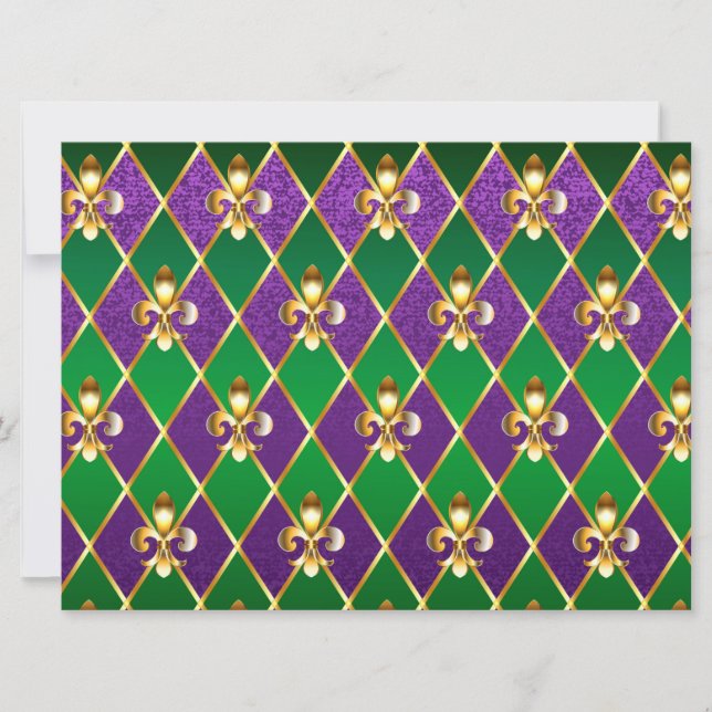 Convite Jewelry Background Mardi Gras (Frente)