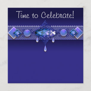 Convite Jewels Royal Marinho Blue Womans Festa de Aniversá