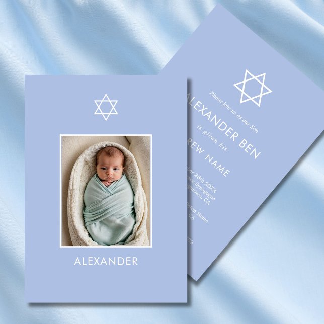 Convite Jewish Baby Naming Photo Star de David Hebrew (Criador carregado)
