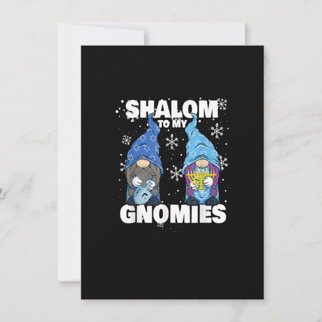 Convite Jewish Hanukkah Menorah Dreidel Gnome Shalom To My (Frente)