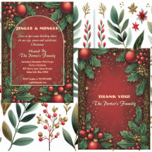 Jingle and Mingle Christmas Holly Motifs Red Berry
