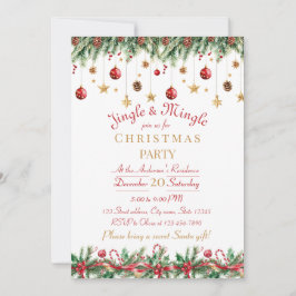 Convite Jingle and Mingle Christmas Party Invitation