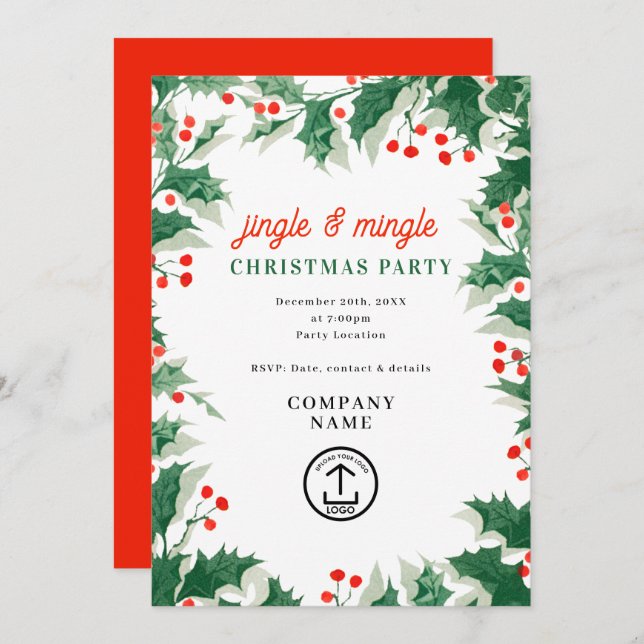 Convite Jingle and Mingle Holiday Business Christmas Party (Frente/Verso)