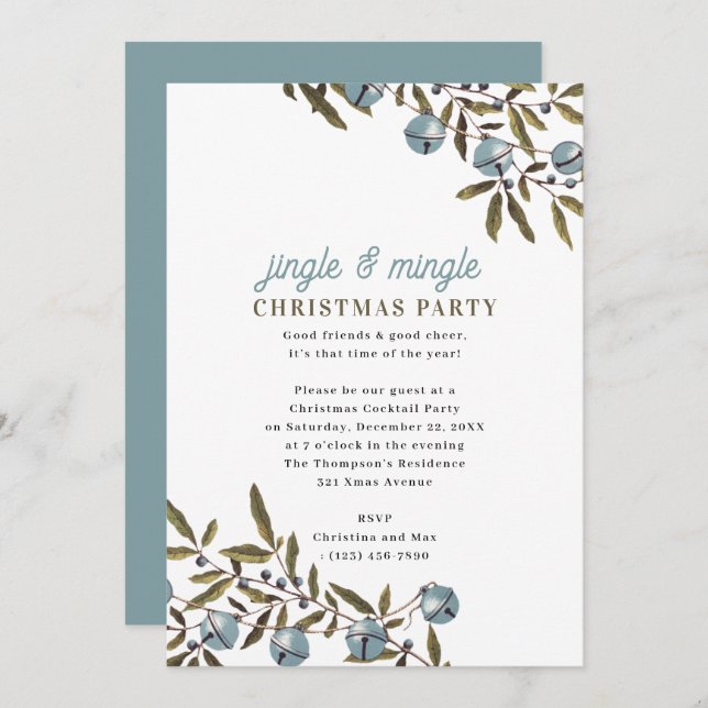 Convite Jingle and Mingle Holiday Christmas Party (Frente/Verso)