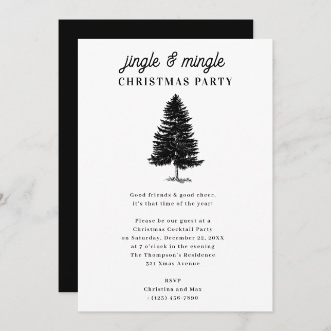 Convite Jingle and Mingle Holiday Christmas Party (Frente/Verso)