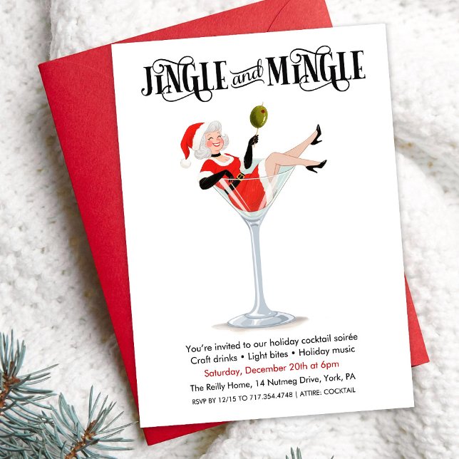 Convite Jingle and Mingle Holiday Cocktail Martini (Criador carregado)
